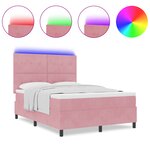 Lit avec sommier et matelas vidaXL & LED Rose 160x200 cm Velours