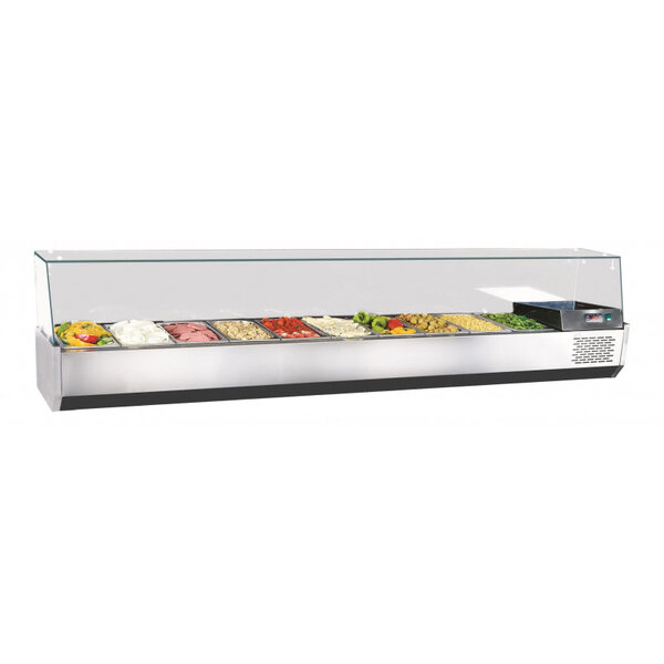 Présentoir réfrigérée a ingrédients - vitré - bac gn 1/3 - combisteel - r290 - acier inoxydable2100 mm10 x gn 1/3 2100x390x460mm