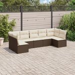 vidaXL Salon de jardin avec coussins 7 Pièces marron résine tressée