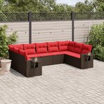 vidaXL Salon de jardin avec coussins 9 Pièces marron résine tressée