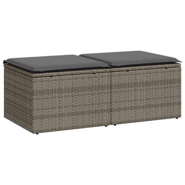 vidaXL Salon de jardin 2 Pièces avec coussins gris résine tressée acacia
