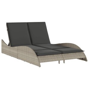 vidaXL Chaise longue avec coussins gris clair 114x205x73 cm poly rotin