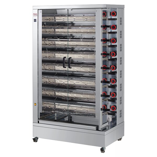 Rôtissoire professionnelle gaz - 15 broches 90 poulets - féca -  -  1100x610x1890mm