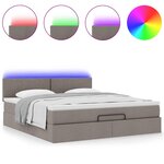 vidaXL Lit ottoman avec matelas et LED Taupe 180x200cm tissu