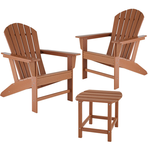 Tectake Lot de 2 chaises de jardin JANIS avec table KAMALA - marron