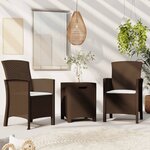 vidaXL Salon de jardin 3 Pièces avec coussins Rotin PP Marron