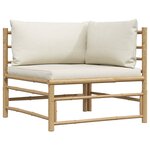 vidaXL Salon de jardin 2 Pièces avec coussins blanc crème Bambou