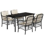 vidaXL Ensemble à manger de jardin coussins 5Pièces Noir Résine tressée