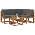 vidaXL Ensemble de canapés d'extérieur 5 Pièces Naturel et Anthracite