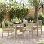 vidaXL Ensemble de salle à manger de jardin 5 pièces avec coussins beige en poly rotin