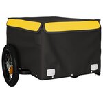 vidaXL Remorque de vélo noir et jaune 30 kg fer