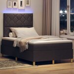 vidaXL Lit à ressort LED avec matelas Marron foncé 120 x 200 cm tissu