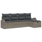 vidaXL Ensemble de canapé de jardin avec coussin 5 Pièces Gris Poly rotin