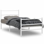 vidaXL Cadre de lit métal avec tête de lit/pied de lit blanc 100x200cm