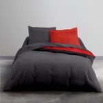 TODAY Parure de lit Coton 1 personne - 140x200 cm - Bicolore Gris et Rouge Alix