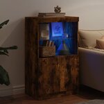 vidaXL Buffet avec lumières LED chêne fumé 60 5x37x100 cm