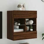vidaXL Meuble TV mural avec lumières LED chêne marron 58 5x30x60 5 cm