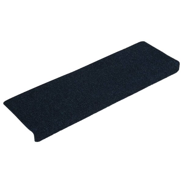 vidaXL Tapis d'escalier 15 Pièces Tissu aiguilleté 65x21x4 cm Bleu