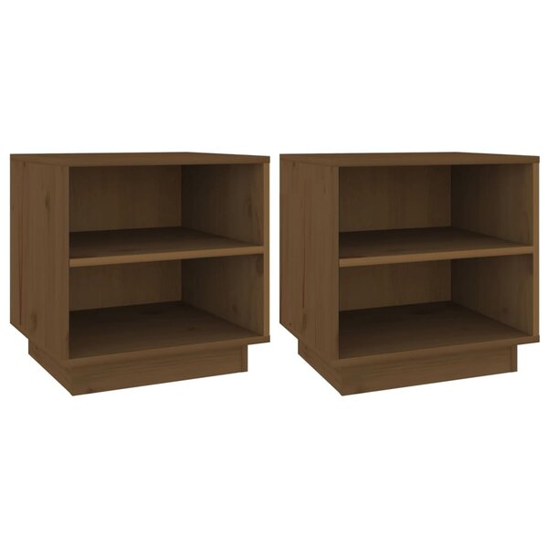 vidaXL Tables de chevet 2Pièces Marron miel 40x34x40cm Bois de pin solide