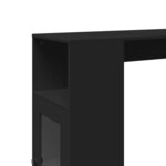 vidaXL Table de bar avec étagères noir bois d'ingénierie