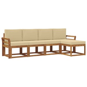 vidaXL Ensemble de canapés d'extérieur 5 pc Naturel et Beige