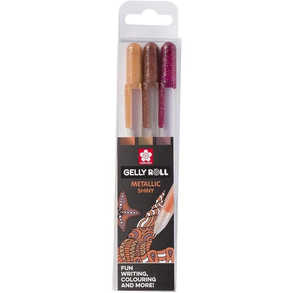 Stylo roller à encre gel Gelly Roll Metallic Nature 3 Colour Set - Cuivre  Sépia  Bourgogne SAKURA