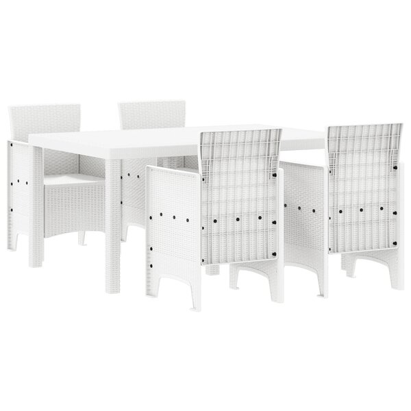 vidaXL Ensemble de Salle à Manger Jardin 5 Pièces Blanc Rotin Synthétique