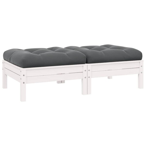 vidaXL Canapé 2 places de jardin et coussins Blanc Bois de pin solide