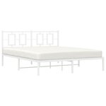 vidaXL Cadre de lit métal avec tête de lit blanc 160x200 cm