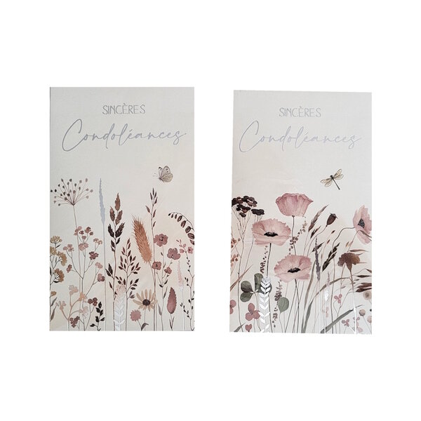 Carte De Voeux -  Sincères Condoléances - Fleurs Visuel Aléatoire*