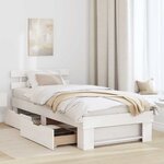 vidaXL Cadre de lit avec tiroir Blanc 80 x 200 cm Bois massif en pin