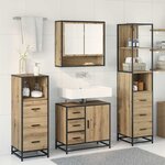 vidaXL Ensemble de mobilier de salle de bain 4 Pièces Chêne artisanal