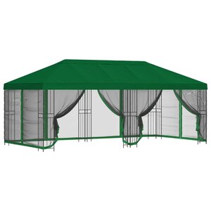 vidaXL Gazebo avec murs latéraux 6 x 3 m Vert Polyester et Acier