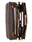 Serviette cartable homme Premium en cuir - KATANA - 4 soufflets - 41 cm - 31028-Chocolat