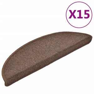 vidaXL Tapis d'escalier 15 pièces 56 x 17 x 3 cm marron café demi-rond