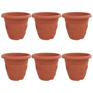 vidaXL Pot à fleurs rond 6 Pièces Rouge brique Ø 39 x 32 cm Plastique
