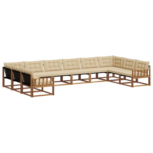 vidaXL Ensemble de canapés d'extérieur 10 pc Naturel et Beige