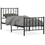 vidaXL Cadre de lit métal sans matelas avec pied de lit noir 80x200 cm