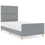 vidaXL Cadre de lit avec tête de lit Gris clair 90 x 200 cm tissu