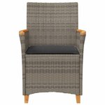 vidaXL Chaises de jardin coussins lot de 2 gris résine tressée et bois