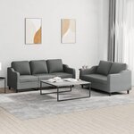 vidaXL Ensemble de canapés 2 Pièces avec coussins Gris foncé Tissu