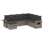 vidaXL Salon de jardin avec coussins 7 Pièces gris résine tressée
