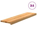 vidaXL Marches d'escalier 4 Pièces marron clair 100x25x2 cm chêne massif