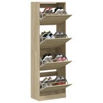 vidaXL Armoire à chaussures 4 tiroirs rabattables chêne sonoma