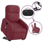vidaXL Fauteuil inclinable de massage électrique Rouge bordeaux Tissu