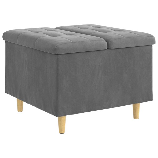 vidaXL Pouf de rangement Gris foncé 60 x 60 x 45 cm Velours