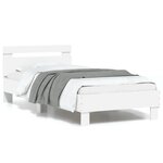 vidaXL Cadre de lit avec tête de lit et lumières LED blanc 90x190 cm