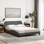 vidaXL Lit avec matelas Dover gris foncé 140x190 cm tissu
