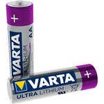 Blister de 2 piles lithium 'professional lithium' lr6 mignon aa varta