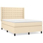vidaXL Sommier à lattes de lit avec matelas Crème 140x200 cm Tissu